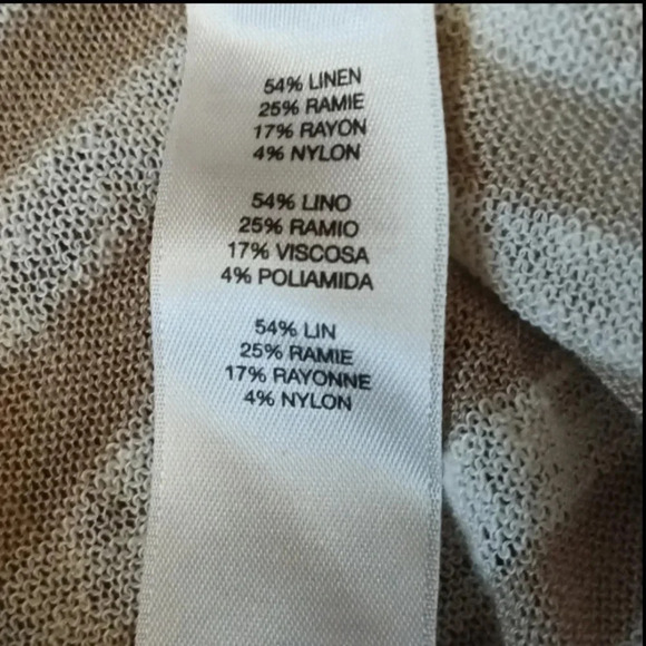 Chico's linen blend drop shoulder semi sheer striped pullover minimalist 8 - Picture 9 of 9